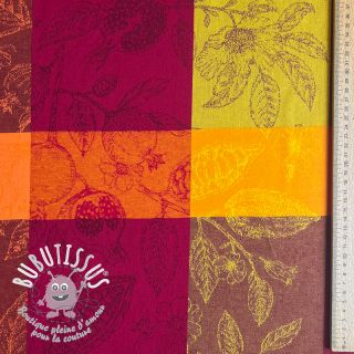 Tissu déco FRENCH TABLE CLOTH JACQUARD Cabosse allover harissa