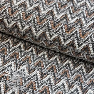 Tissu maille tricot jacquard Comfilia Zigzag wavy brown