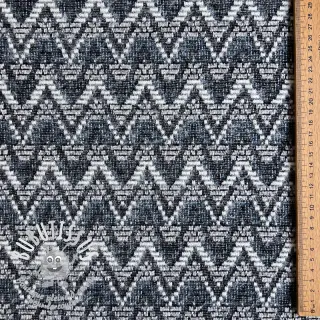 Tissu maille tricot jacquard Comfilia Zigzag wavy blue