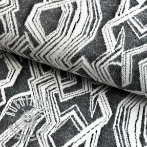 Tissu maille tricot jacquard Comfy Broken checks black