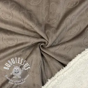 Tissu velours jersey TEDDY Bunny taupe