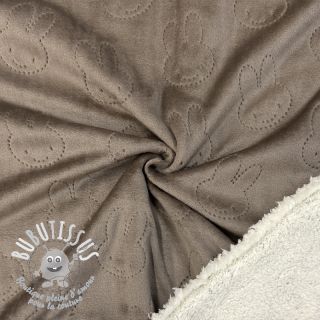 Tissu velours jersey TEDDY Bunny taupe