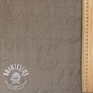 Tissu velours jersey TEDDY Bunny taupe
