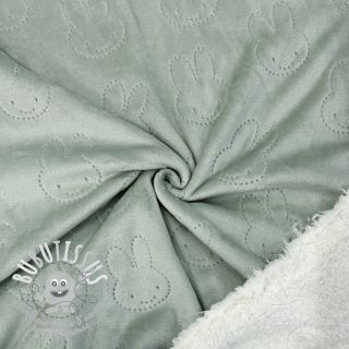 Tissu velours jersey TEDDY Bunny old green