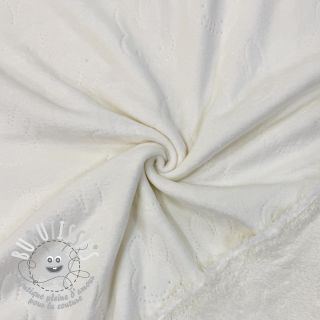 Tissu velours jersey TEDDY Bunny off white