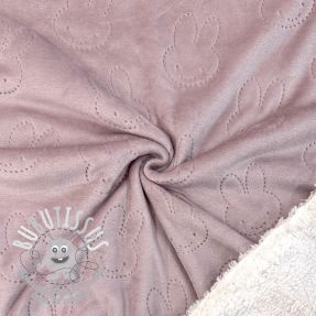 Tissu velours jersey TEDDY Bunny old pink