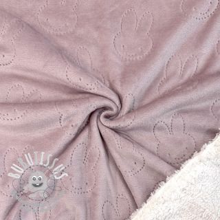 Tissu velours jersey TEDDY Bunny old pink