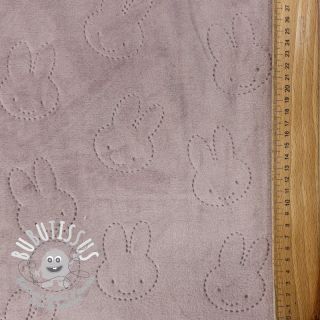 Tissu velours jersey TEDDY Bunny old pink