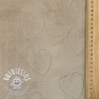 Tissu velours jersey TEDDY Hearts sand