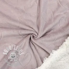 Tissu velours jersey TEDDY Hearts old pink
