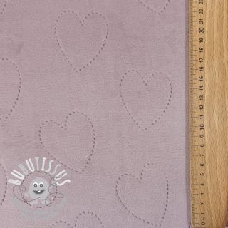 Tissu velours jersey TEDDY Hearts old pink