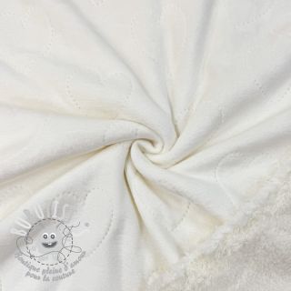 Tissu velours jersey TEDDY Hearts off white