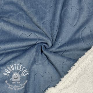 Tissu velours jersey TEDDY Hearts jeans