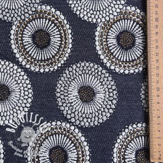 Tissu déco jacquard Jojoba marine