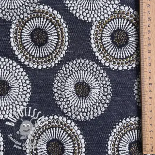 Tissu déco jacquard Jojoba marine