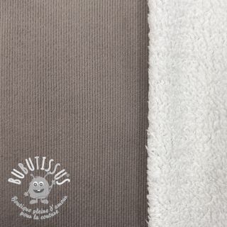 Tissu velours jersey TEDDY taupe