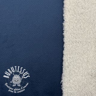 Tissu velours jersey TEDDY old blue
