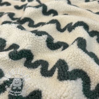 Tissu de manteau TEDDY JACQUARD Waves army green