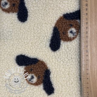 Tissu de manteau TEDDY JACQUARD Dogs brown