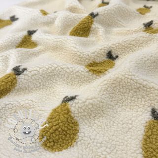 Tissu de manteau TEDDY JACQUARD Pears old lime