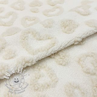 Tissu de manteau TEDDY Hearts off white