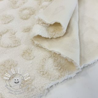 Tissu de manteau TEDDY Hearts off white