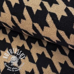 Tissu de manteau TEDDY JACQUARD PIED DE POULE camel