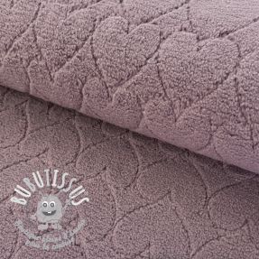Tissu de manteau TEDDY Hearts in hearts mauve
