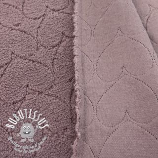 Tissu de manteau TEDDY Hearts in hearts mauve