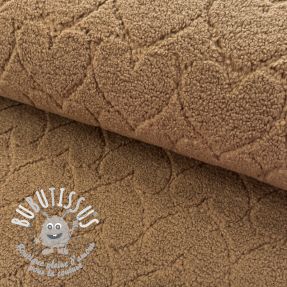 Tissu de manteau TEDDY Hearts in hearts brown