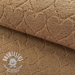 Tissu de manteau TEDDY Hearts in hearts brown