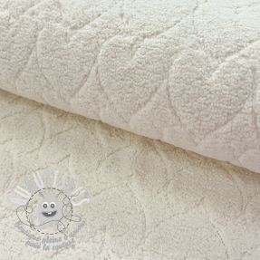 Tissu de manteau TEDDY Hearts in hearts ecru