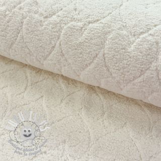 Tissu de manteau TEDDY Hearts in hearts ecru