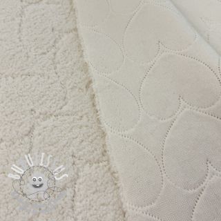 Tissu de manteau TEDDY Hearts in hearts ecru