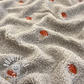 Tissu de manteau EMBROIDERY Little mushrooms pebble