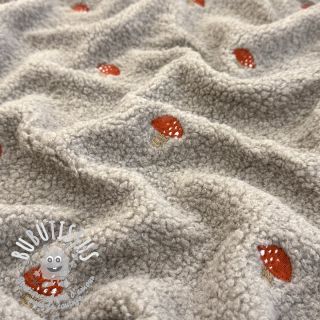 Tissu de manteau EMBROIDERY Little mushrooms pebble