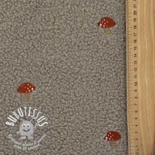 Tissu de manteau EMBROIDERY Little mushrooms pebble