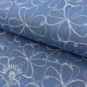 JEANS DENIM JACQUARD Flowers indigo