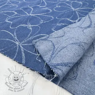 JEANS DENIM JACQUARD Flowers indigo