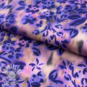Tissu coton SATIN Purple flowers digital print