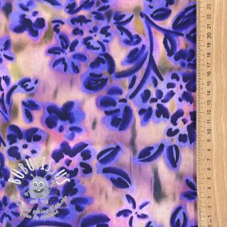 Tissu coton SATIN Purple flowers digital print