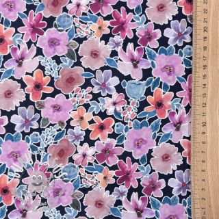 Tissu coton Significant flowers navy digital print