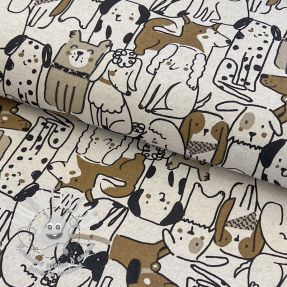 Tissu déco Linenlook Dogs natural