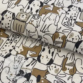 Tissu déco Linenlook Dogs natural