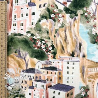 Tissu déco Houses ecru digital print