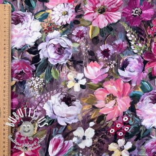 Tissu déco Oil painting flowers mauve digital print