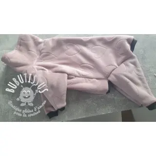 Tissu velours jersey TEDDY Hearts old pink