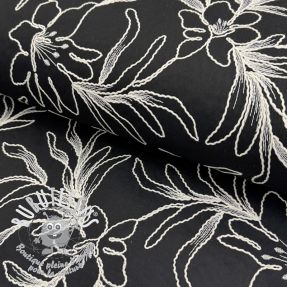 Tissu coton EMBROIDERY GABARDINE Luana black