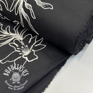 Tissu coton EMBROIDERY GABARDINE Luana black
