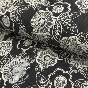 Tissu coton JEANS EMBROIDERY Niva design C